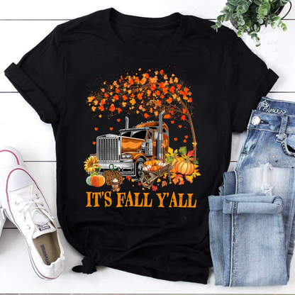 Fall Y'all Trucking Pumpkin Autumn Graphic Tee