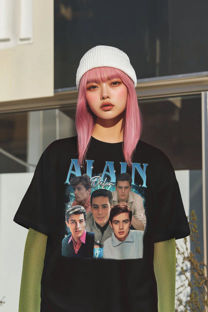 Alain Delon Vintage Photo Collage Retro Graphic T-Shirt