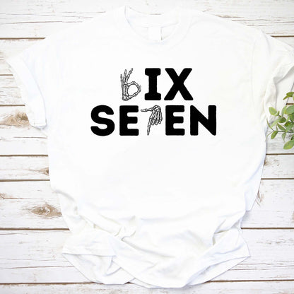 Sixteen Birthday Tee with Skeleton Hand Sign Graphic