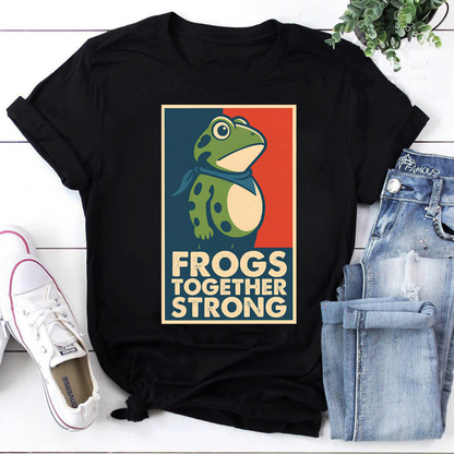 Together Strong Animal Trio Graphic Tee Frog Bear Penguin Shirt