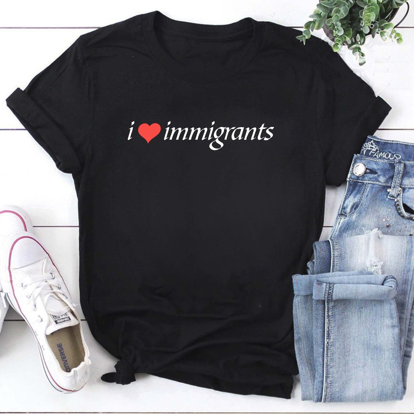 I Love Immigrants T-Shirt - Support Immigration Rights Tee