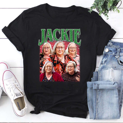 Personalized Jackie Face Collage T-Shirt - Custom Name Graphic Tee