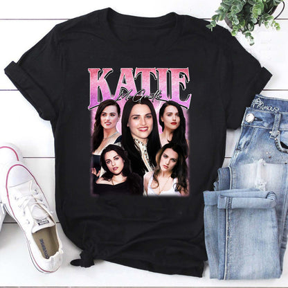 Katie McGrath Vintage Style Collage T-Shirt – Retro Fan Art Tee