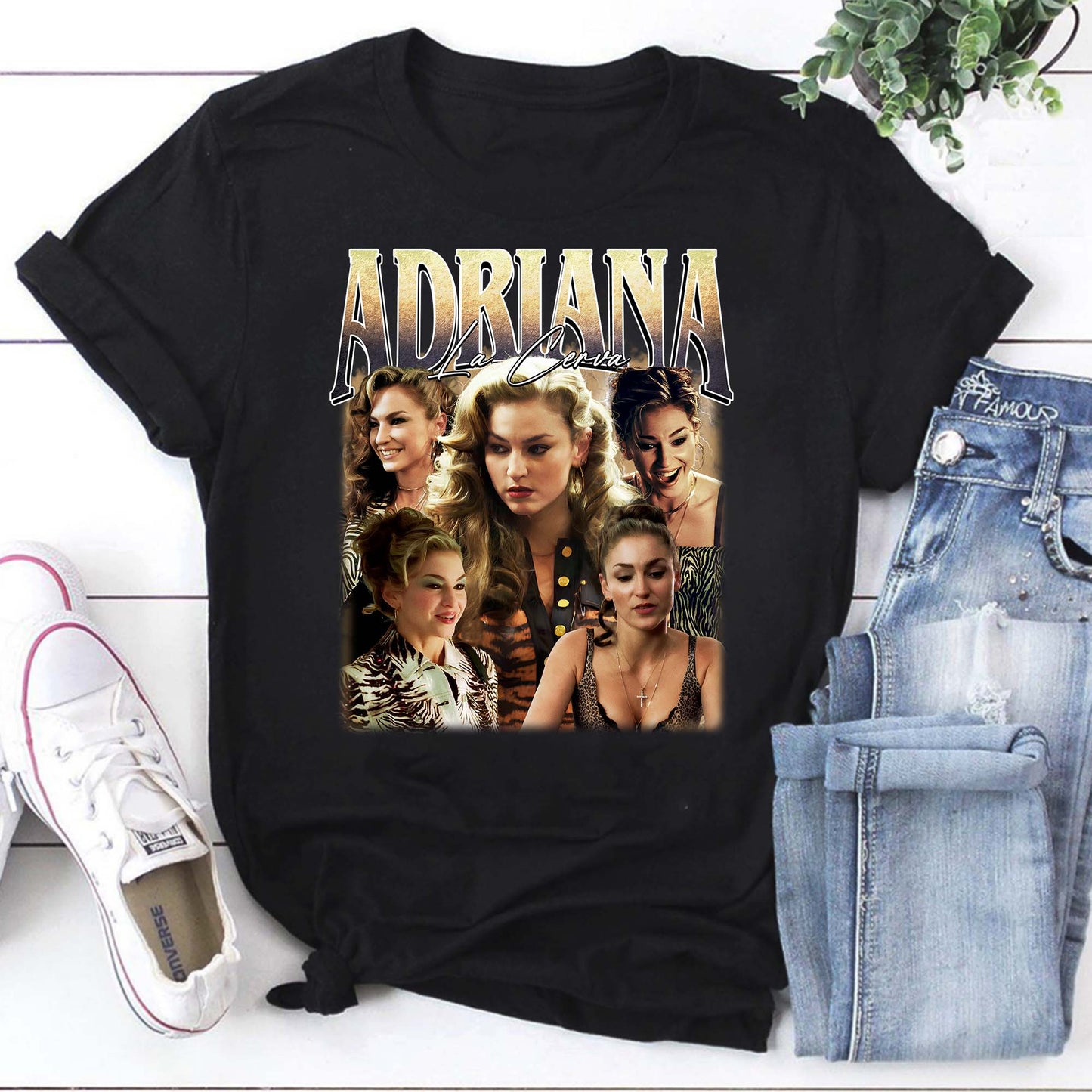 Adriana La Reina Vintage Style T-Shirt Collage Graphic Tee