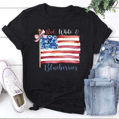 Red White & Blueberries Patriotic Hoodie - American Flag with Blueberry Design