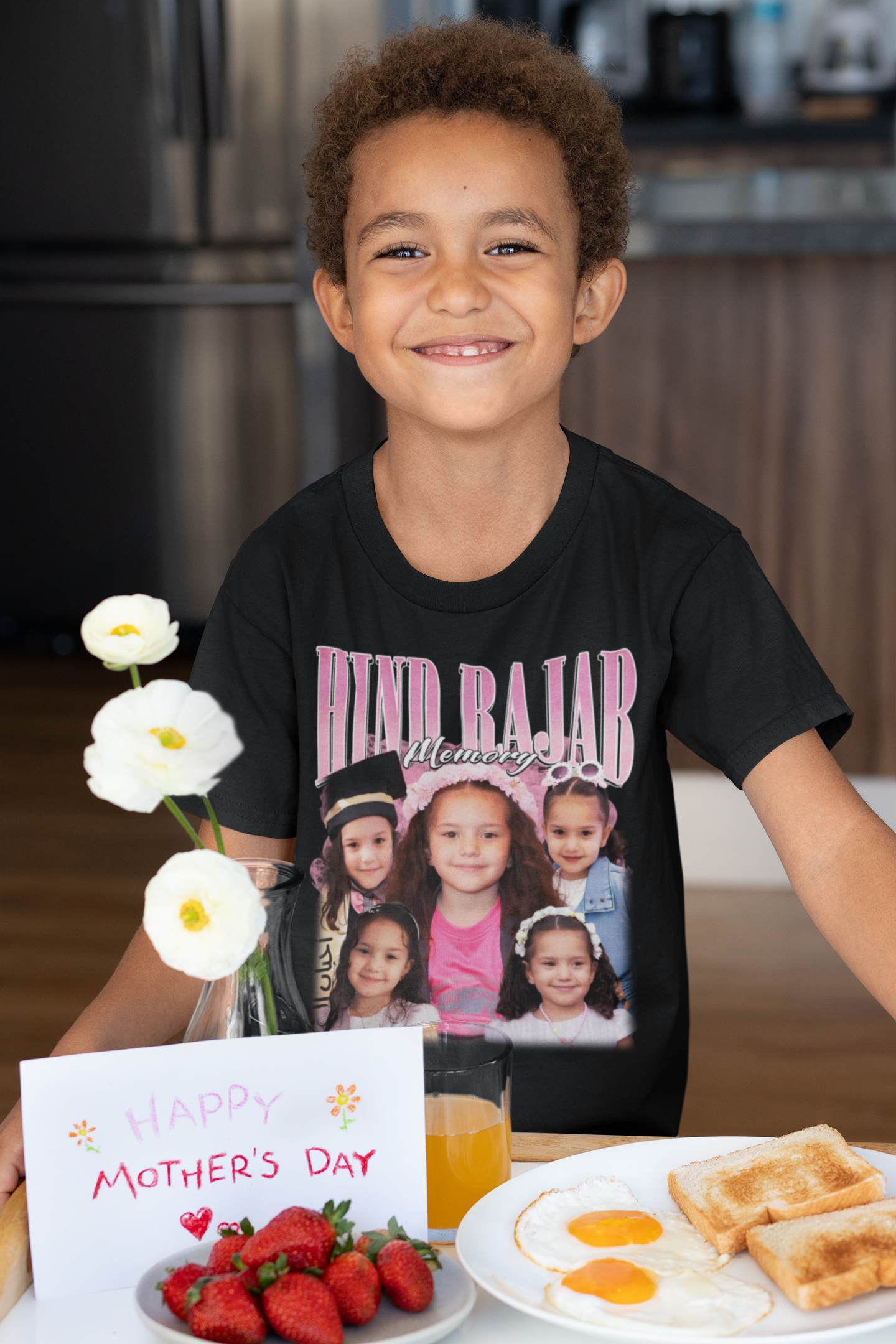 Personalized Hind Rajab Memory Photo Collage T-Shirt for Kids