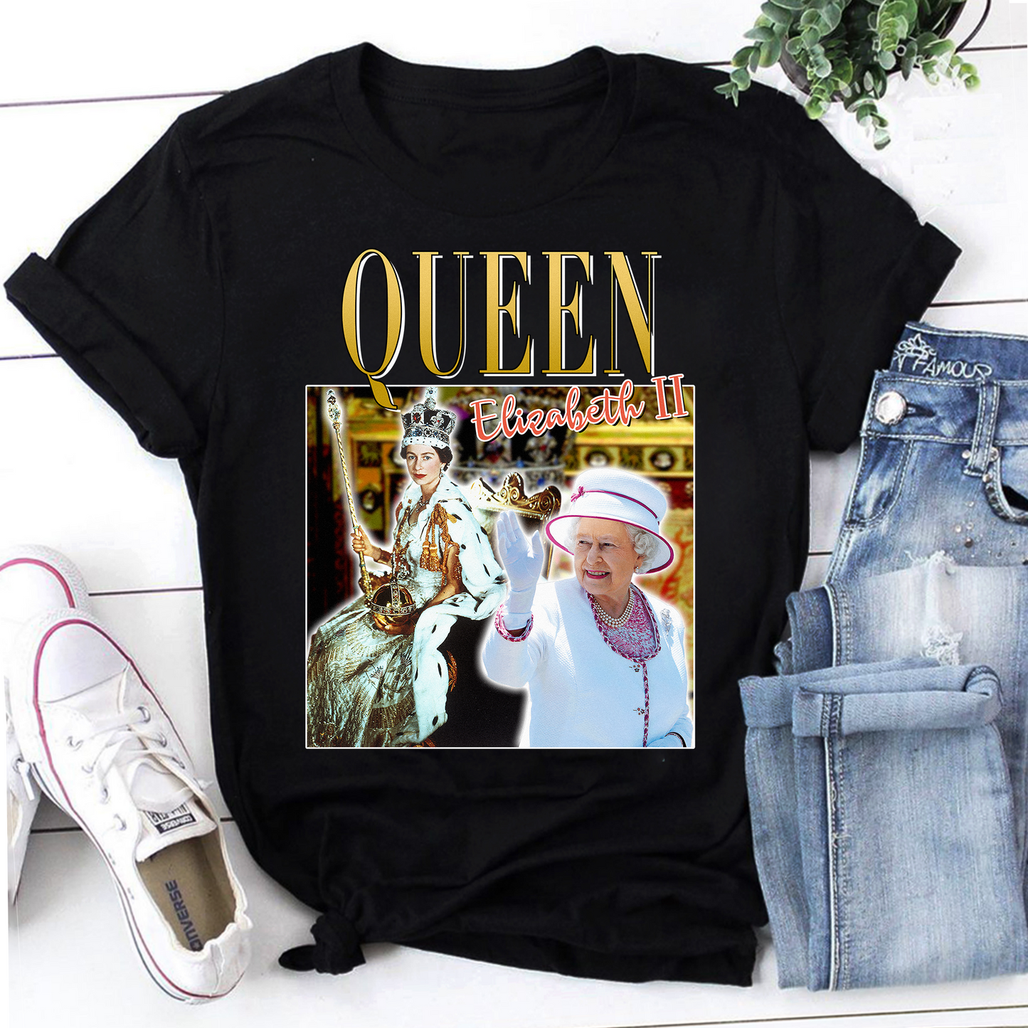 Queen Elizabeth II Homage Vintage T-Shirt